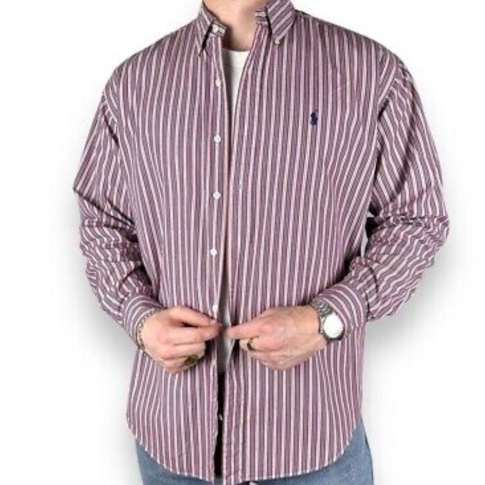 Ralph Lauren blue label red, white & blue striped long sleeve button-down shirt